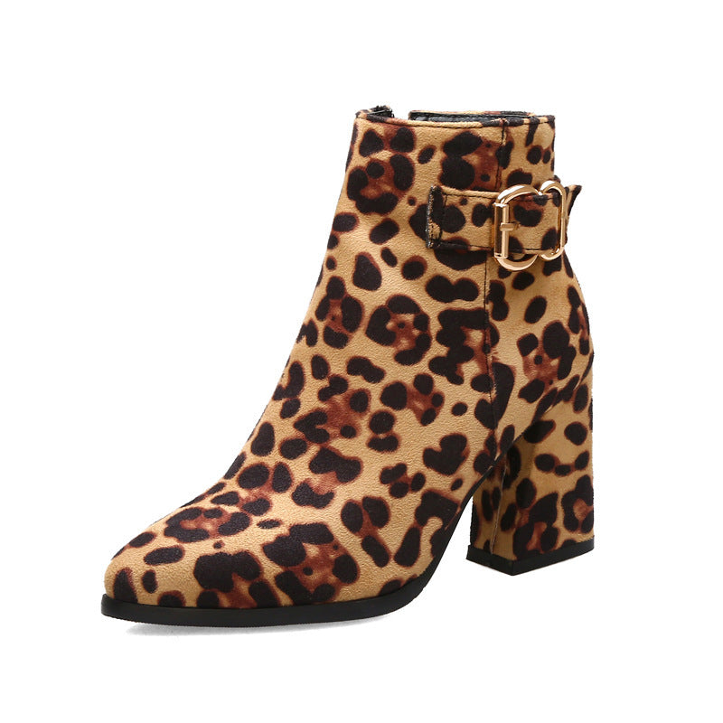 Leopard heel boots