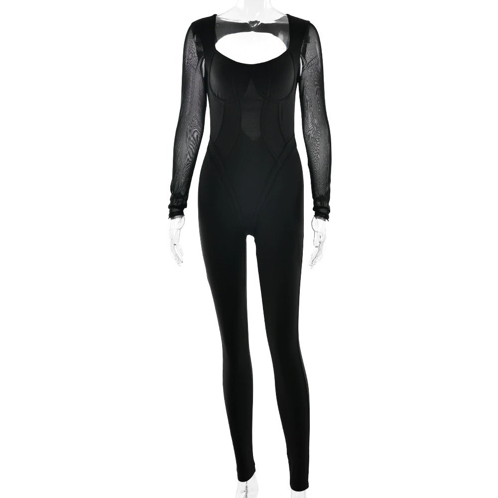 Tight-Fitting Long-Sleeve Jumpsuit