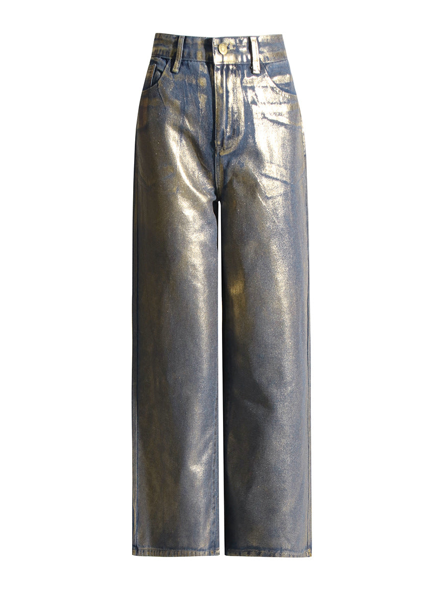 Design High Waist Straight Jeans