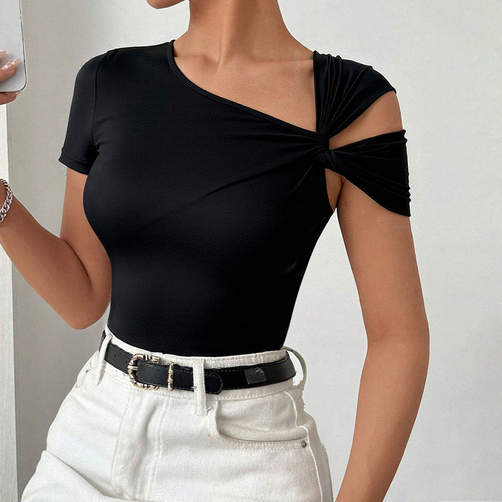One-shoulder Twistedd esign Short