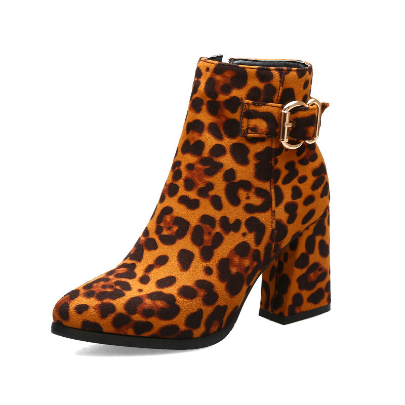 Leopard  heel boots