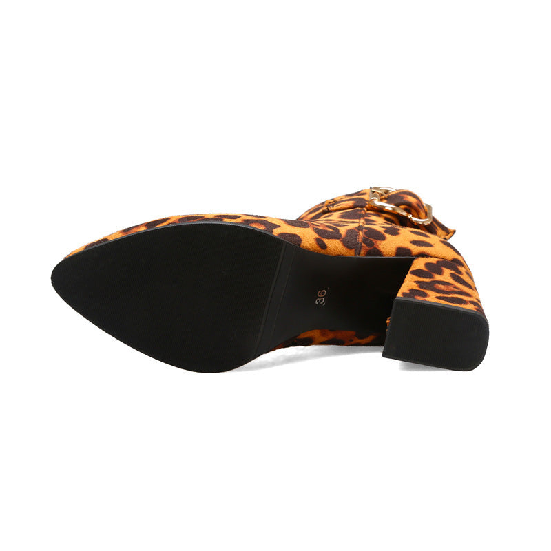 Leopard  heel boots