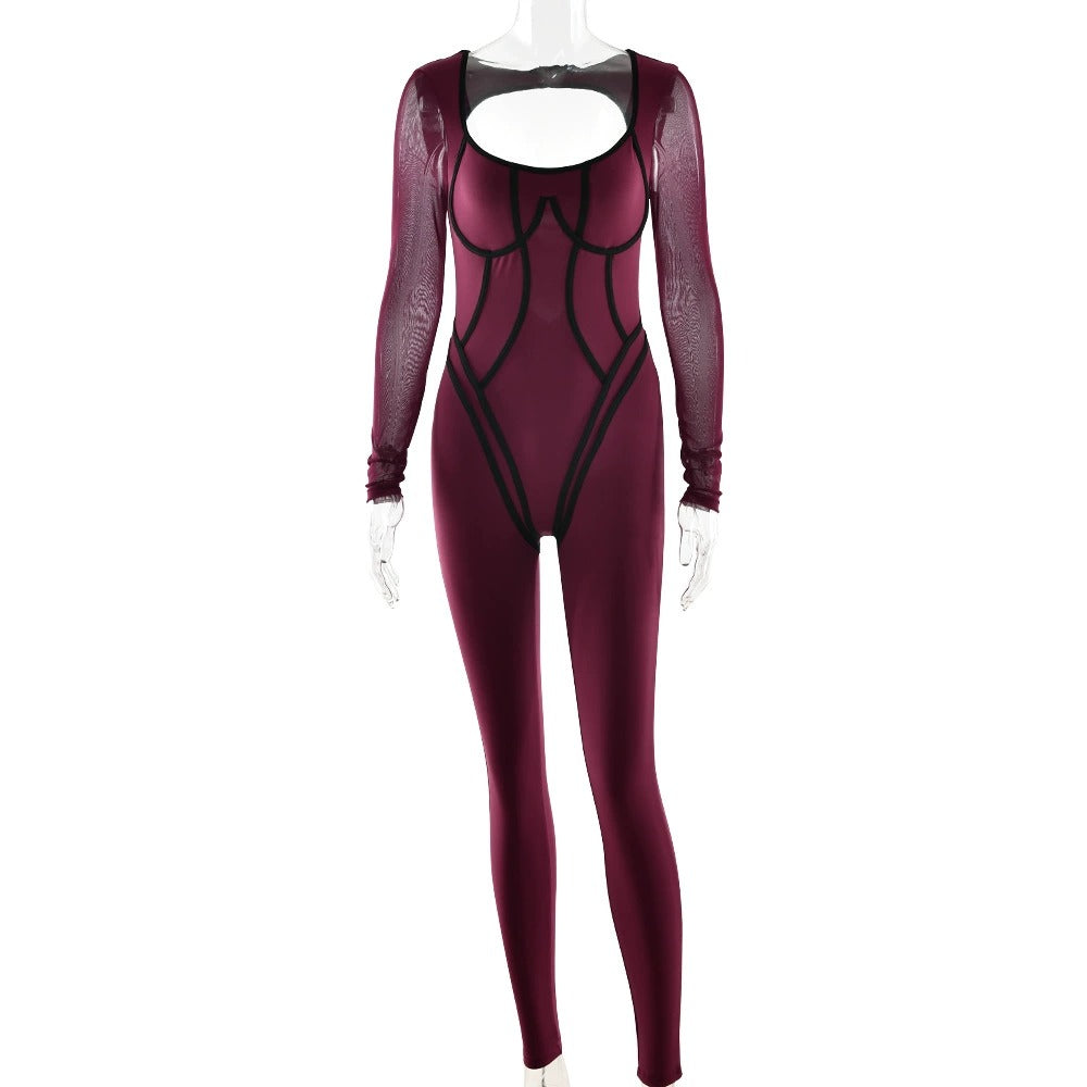 Tight-Fitting Long-Sleeve Jumpsuit