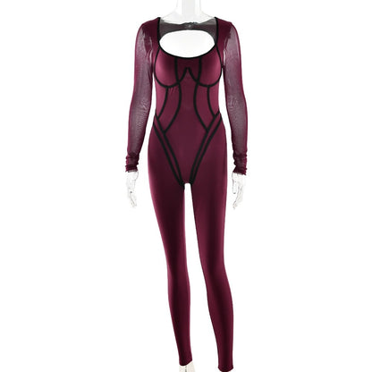 Tight-Fitting Long-Sleeve Jumpsuit