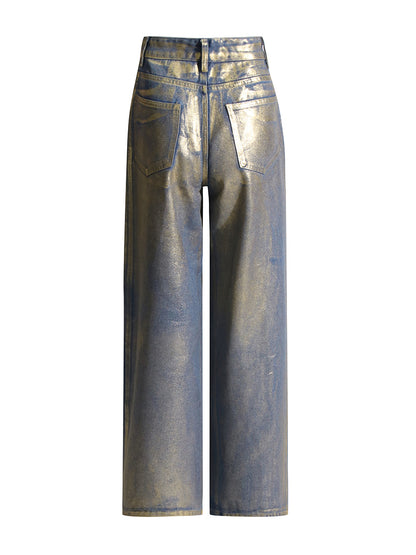 Design High Waist Straight Jeans