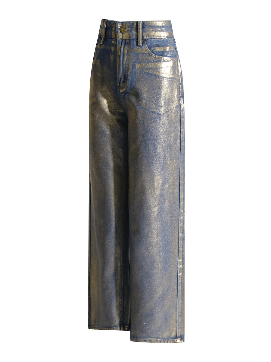 Design High Waist Straight Jeans