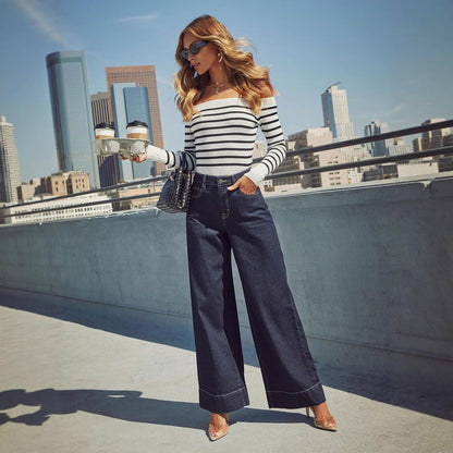 High Waist Long Wide Leg Jeans