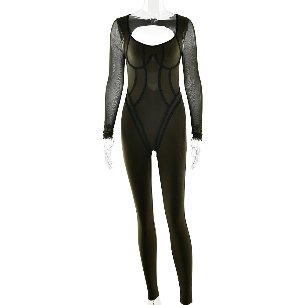 Tight-Fitting Long-Sleeve Jumpsuit