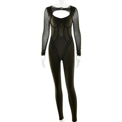 Tight-Fitting Long-Sleeve Jumpsuit
