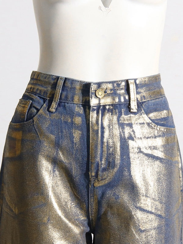 Design High Waist Straight Jeans